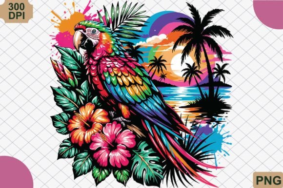 Download Tropical Parrot Sunset Summer PNG - Png Collection