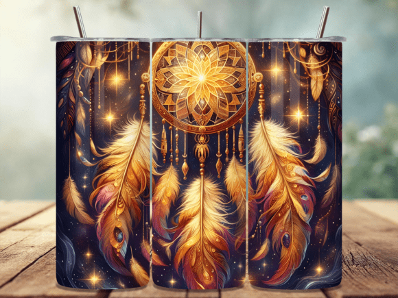 Download Gold Dreamcatcher Boho Tumbler Wrap PNG - Png Collection