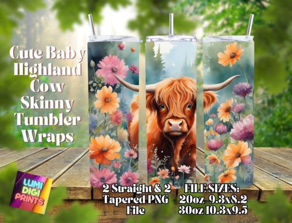 Download Highland Cow Watercolor Tumbler Wrap PNG - Png Collection