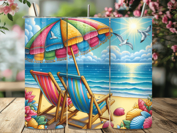 Download Tropical Beach Chairs Summer Tumbler PNG - Png Collection