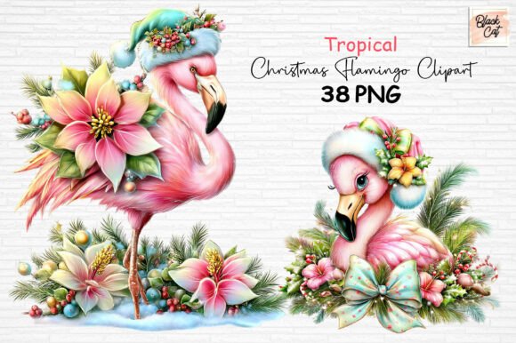 Download Tropical Christmas Flamingo Clipart PNG - Png Collection