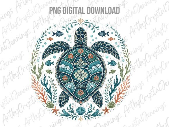 Download Ornate Boho Ocean Turtle Animal PNG - Png Collection