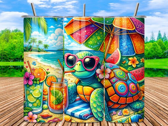 Download Tropical Beach Turtle Summer Tumbler PNG - Png Collection