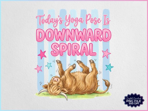 Download Preppy Funny Highland Cow Yoga PNG - Png Collection