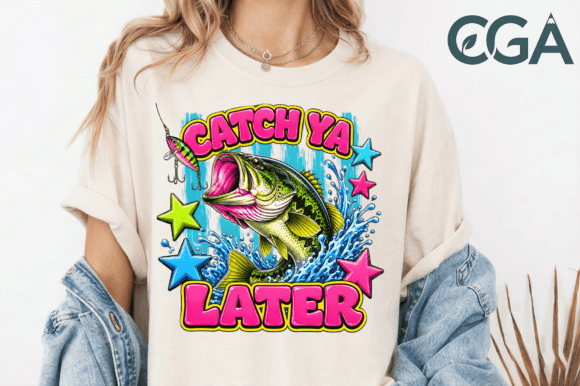 Download Retro Catch Ya Later Bass Fishing PNG - Png Collection