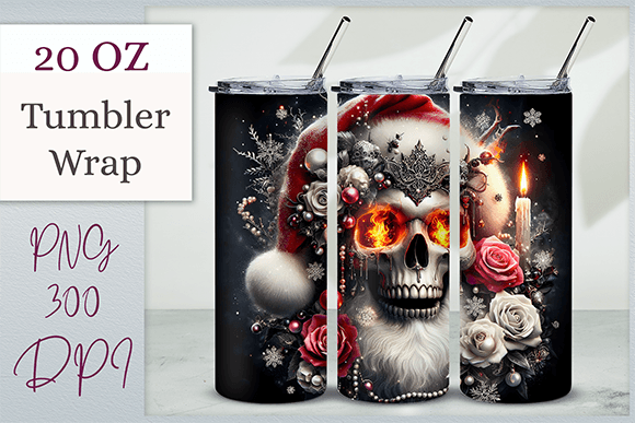 Download Halloween Santa Skull Tumbler Wrap Png - Png Collection