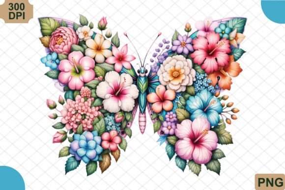 Download Butterfly with Hibiscus Flowers PNG - Png Collection