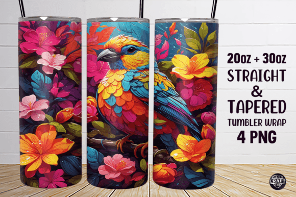 Download Colorful Bird &amp; Flowers Tumbler Wrap PNG - Png Collection