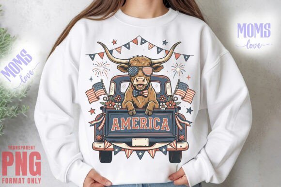 Download America Highland Cow 4th of July PNG - Png Collection