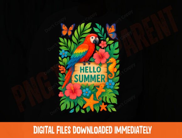 Download Hello Summer PNG, Tropical Parrot Design - Png Collection