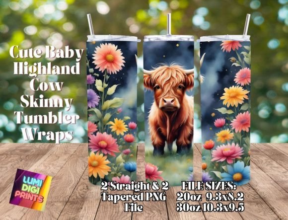Download Highland Cow Watercolor Tumbler Wrap PNG - Png Collection