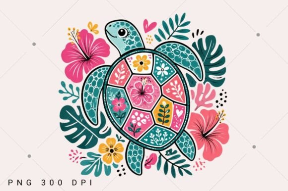 Download Boho Sea Turtle PNG, Floral Summer - Png Collection