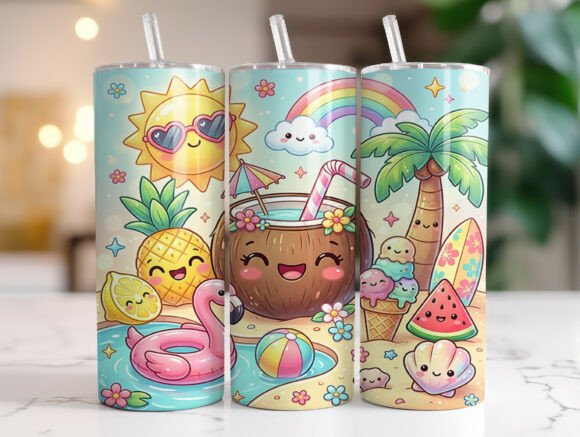 Download Summer Beach Kawaii Tropical Tumbler PNG - Png Collection