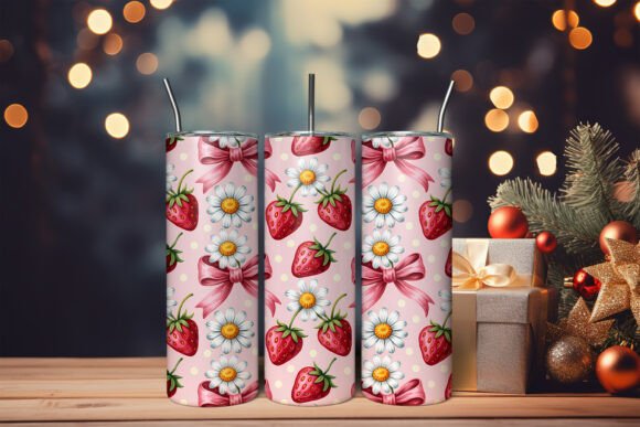 Download Strawberry Coquette Bow Tumbler Wrap PNG - Png Collection