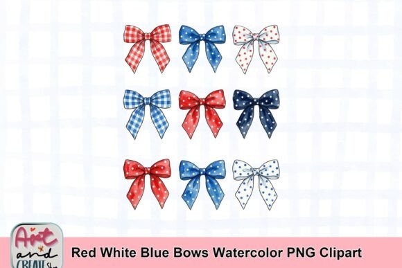 Download Red White Blue Bows Watercolor PNG Clipart - Png Collection
