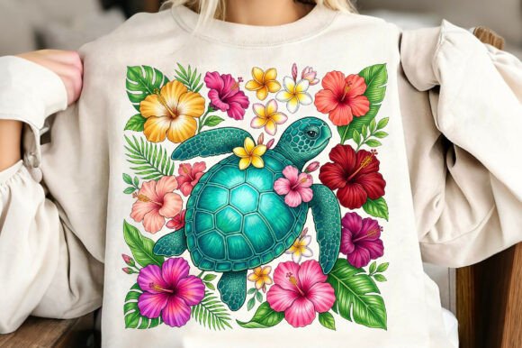 Download Floral Sea Turtle Summer PNG - Png Collection