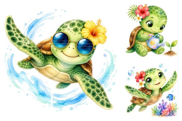 Download Cute Sea Turtle Clipart, Tropical PNG - Png Collection