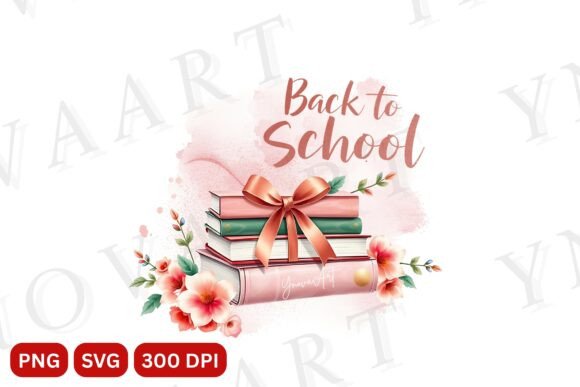 Download Back to School Floral Books PNG SVG - Png Collection