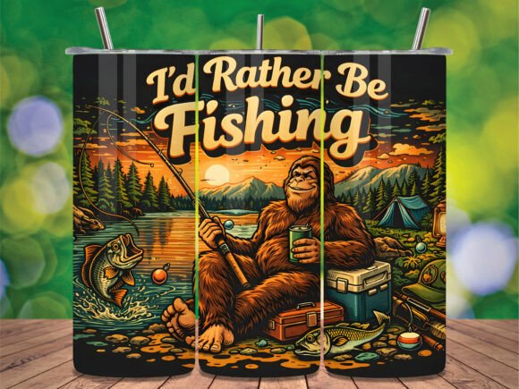 Download Bigfoo I'd Rather Be Fishing Tumbler - Premium Resources