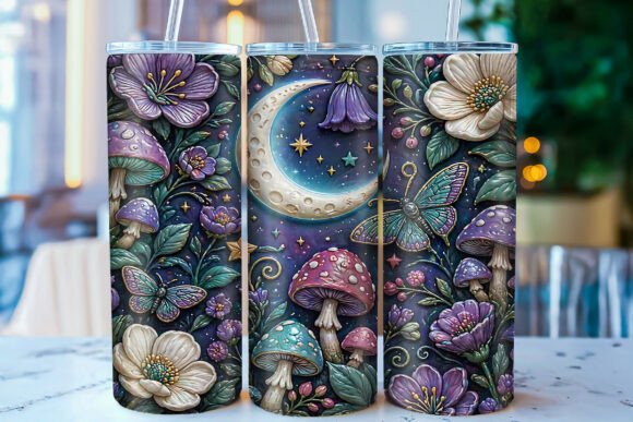 Download 3D Moon Mushroom 20oz Tumbler Wrap PNG - Png Collection